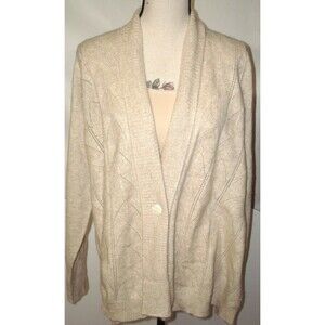NWT New Women 3X 2X Ryllace Plus 100% Cashmere Cardigan Sweater Tan Beige Button
